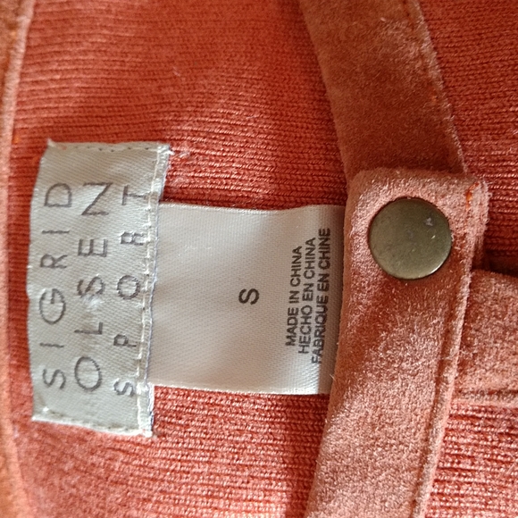 VINTAGE SUEDE Trim Designer Sigrid Olsen Snap Lightwg Cardi Sweater - Picture 11 of 12